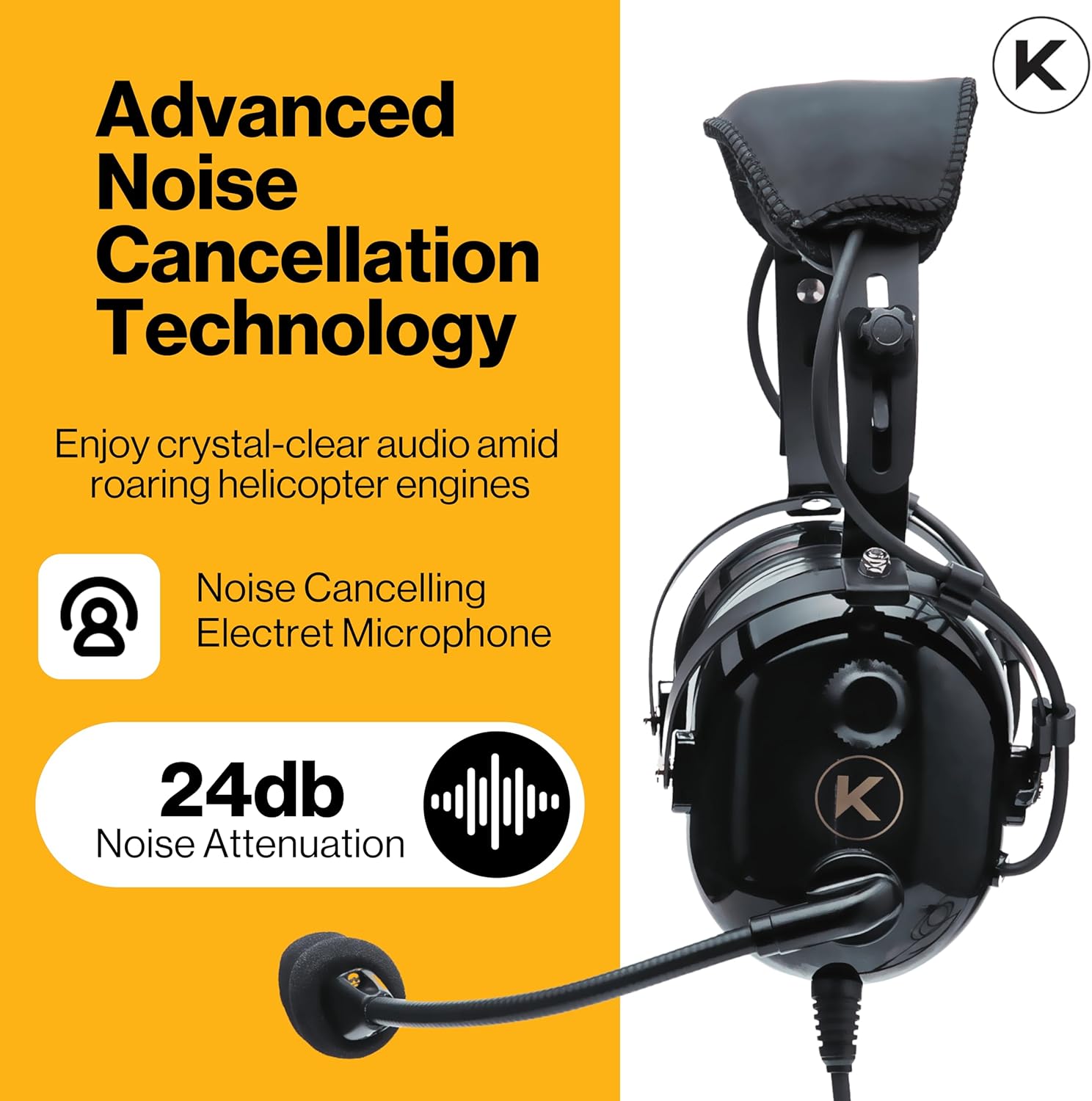 KORE H1 Helicopter Pilot Headset (Mono) with Headset Bag - U-174 Plugs (10 Units per Box)