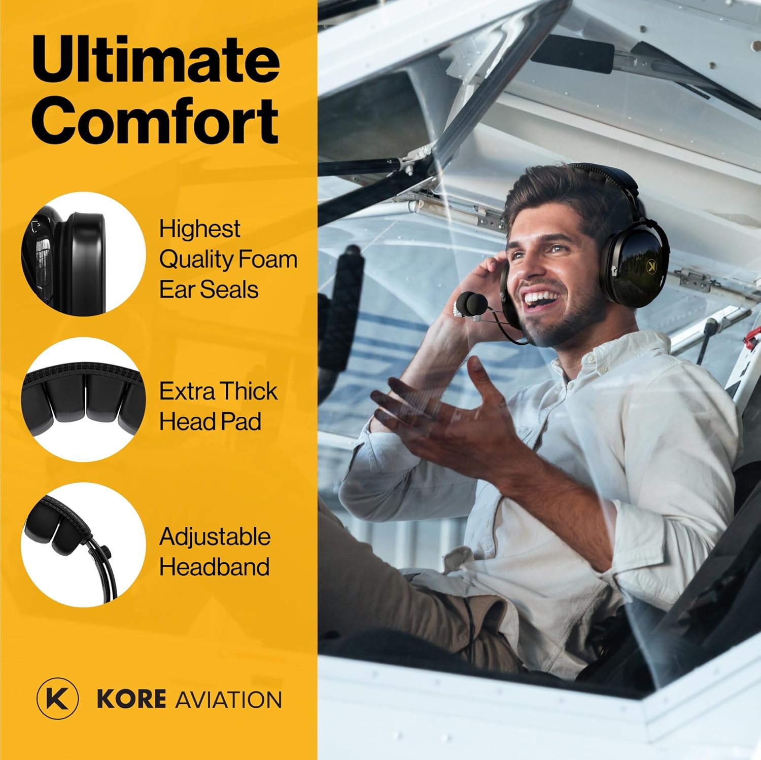 KORE P1 General Aviation Headset (Mono) - Dual GA Plugs (10 Units per Box)