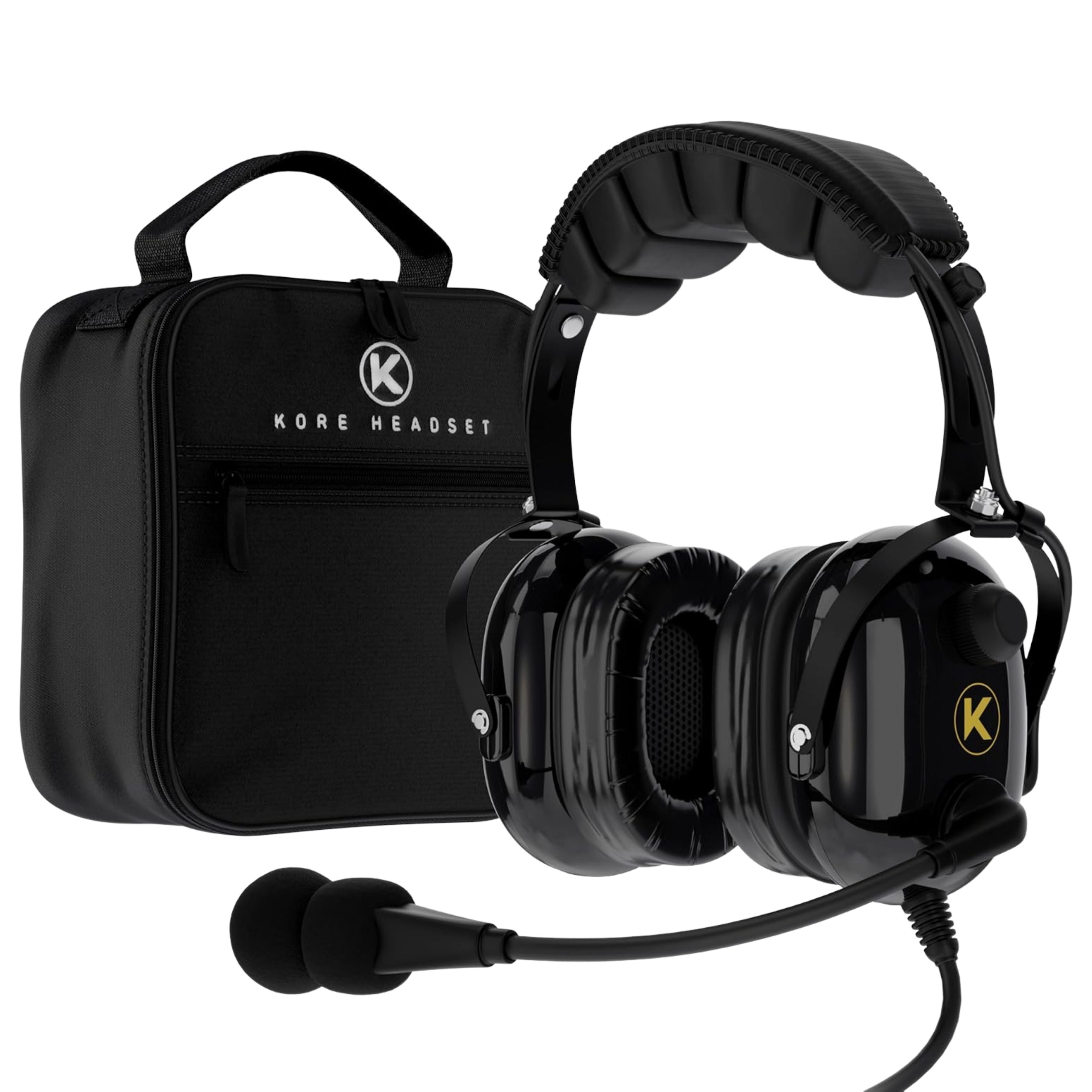 Kore Aviation KA - 1 General Aviation Headset (Mono & Stereo) with Headset Bag - Dual GA Plugs - KORE HEADSET LLC